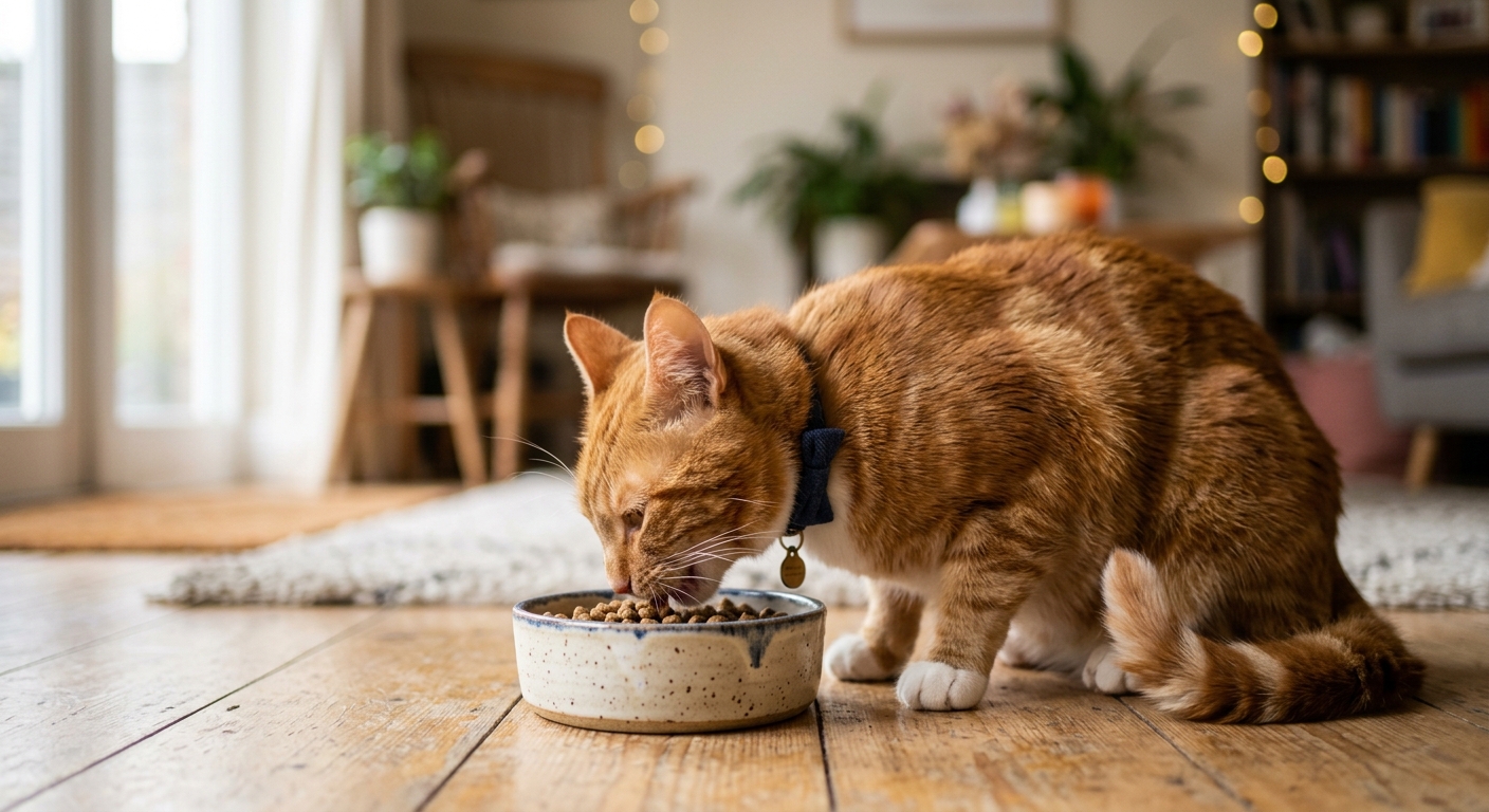 毛髮亮麗的貓咪享用優質飼料
